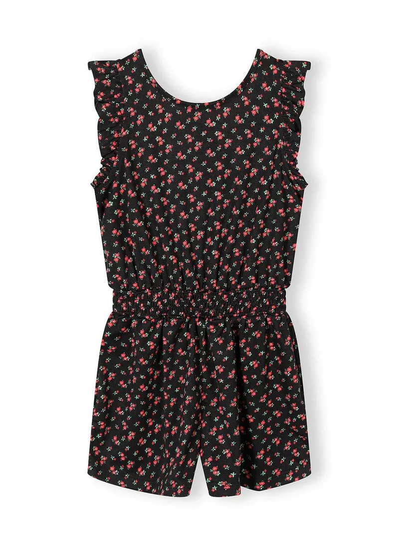 MINOTI Girls short jumpsuit black floral print
